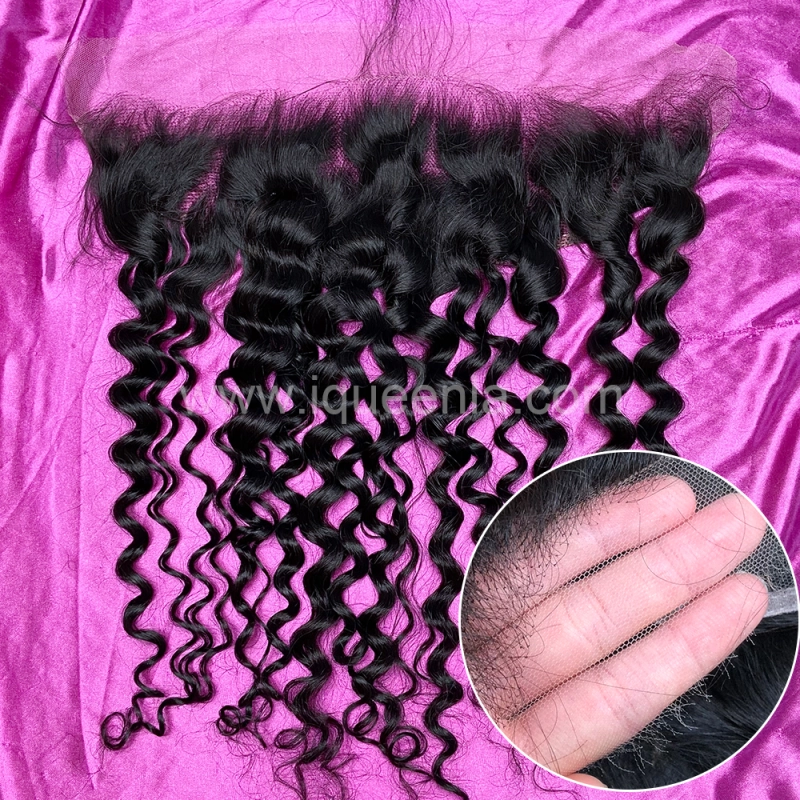 iqueenla Water Wave 12A Mink Hair 3 Bundles with 13x4 HD Lace Frontal