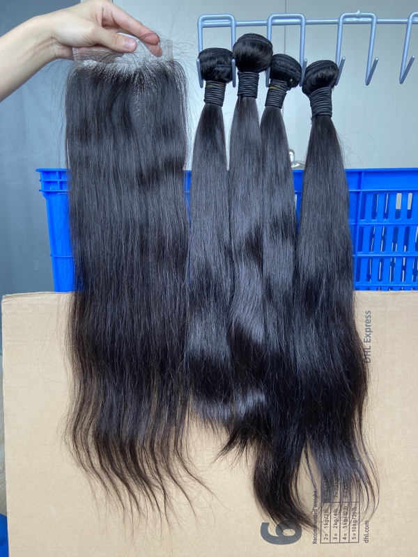 iqueenla 12A 100% Mink Straight Hair with 4x4 HD Lace CLosure