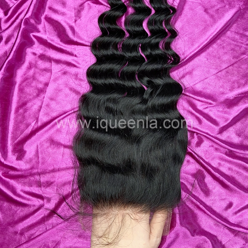 iqueenla 12A Grade Mink Hair Loose Deep with 4x4 HD Lace CLosure