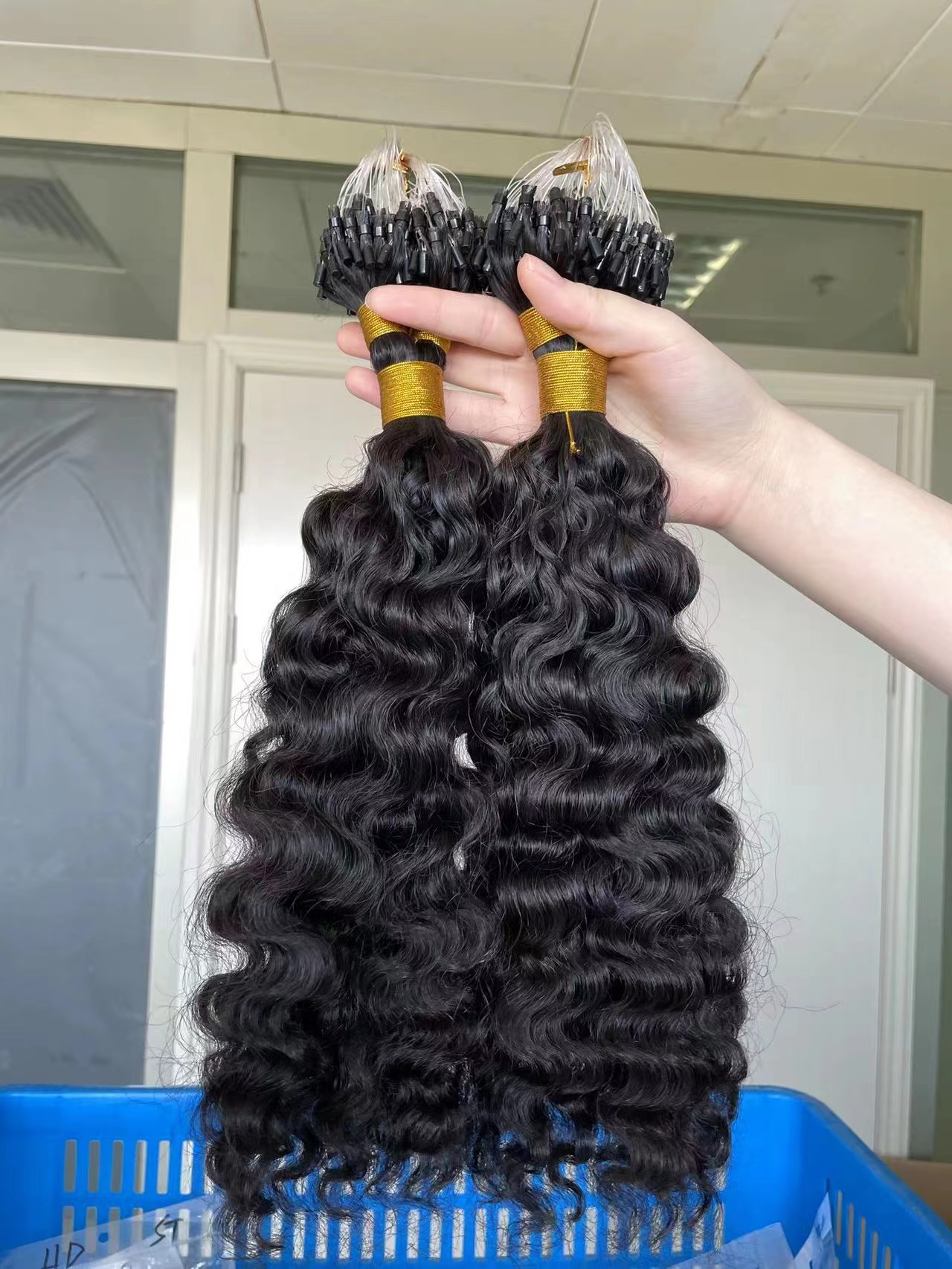 iqueenla High Quality Raw Hair Burmese Curly Microlink Hair Extension