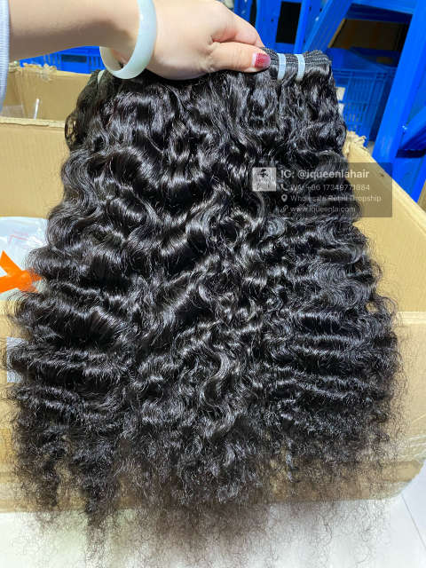 iqueenla Indian Curly Bundle High Quality Raw Hair Weave
