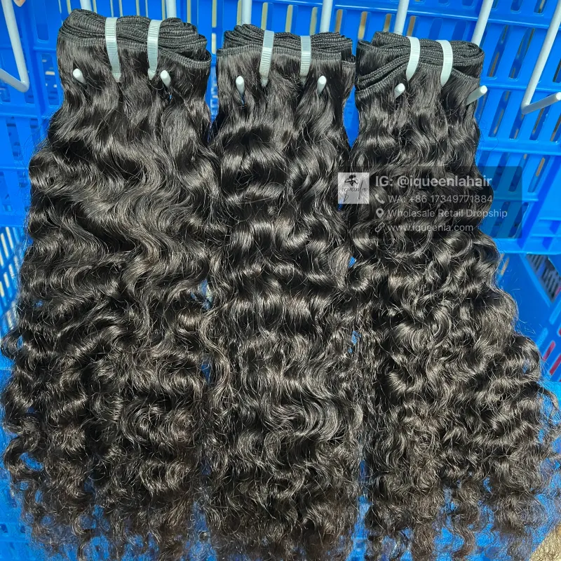 iqueenla Indian Curly Bundle High Quality Raw Hair Weave