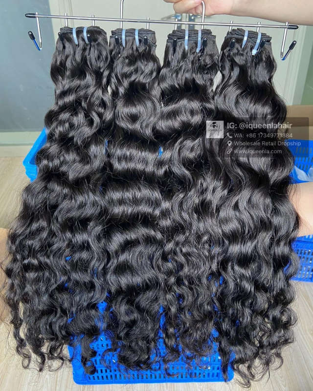 iqueenla 3 Hair Bundles with Burmese Curly Raw Hair  for Sew In