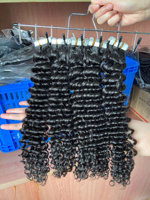 iqueenla Mink Deep Wave Tape In Human Hair Extension