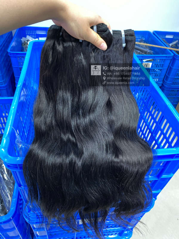 iquenela Indian Wavy 3 Bundles Raw Hair Weaves Sew In Hair Extensions