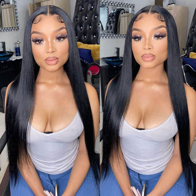 iqueenla 12a Mink Hair Straight 4x4 HD Lace Closure Customize Wig