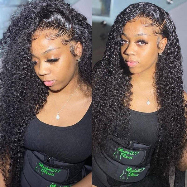 iqueenla 13x4 Transparent Lace Frontal Wig Indian Curly Raw Hair
