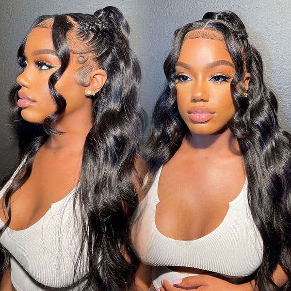 iqueenla 13x4 Transparent Lace Frontal Wig Indian Wavy Raw Hair
