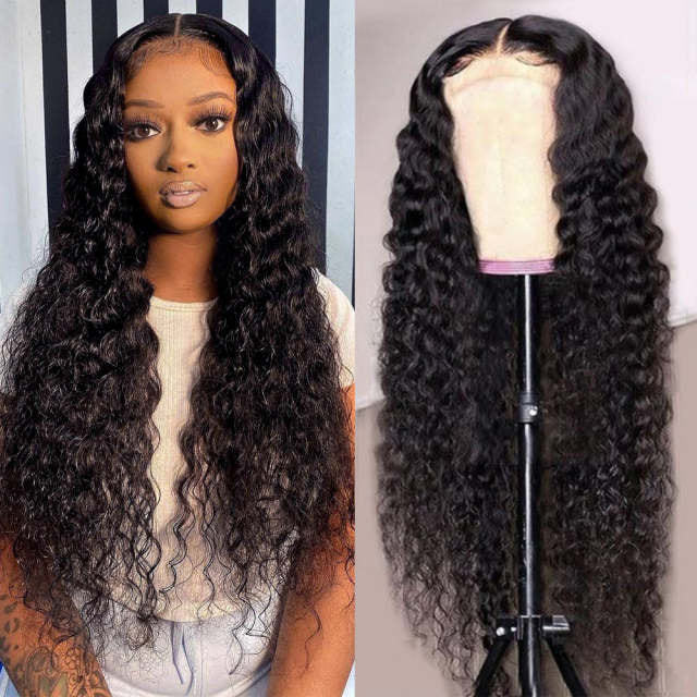 iqueenla 4x4 HD Lace Closure Wig Indian Curly Raw Hair