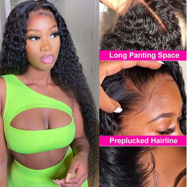 iqueenla 4x4 Indian Curly HD Lace Closure Wig Raw Hair