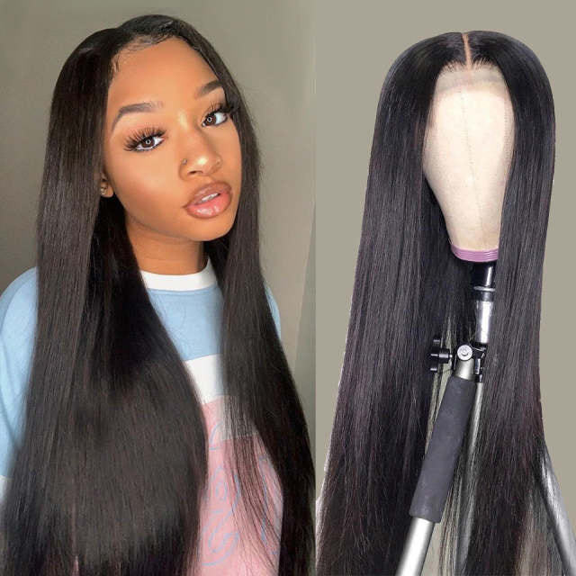 iqueenla 5x5 Transparent Lace Closure Wig Straight Raw Hair