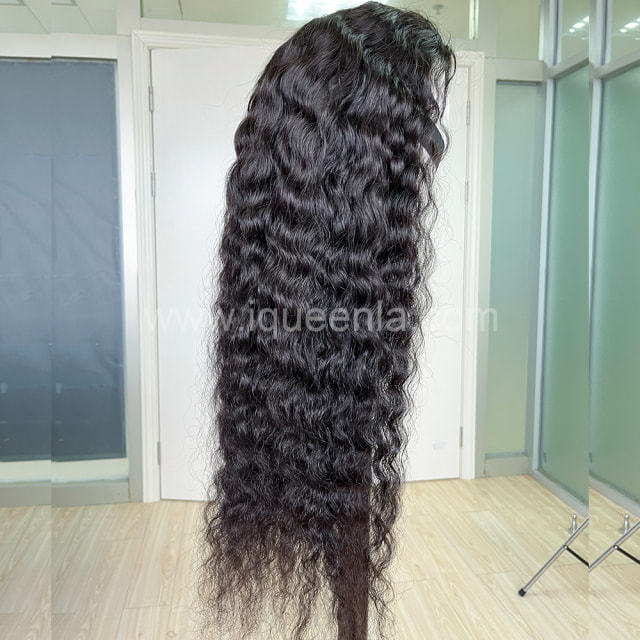 iqueenla 4x4 Transparent Lace Closure Wig Cambodian Wavy Raw Hair