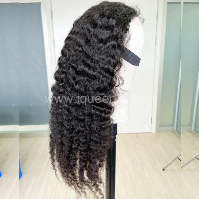 iqueenla 4x4 HD Lace Closure Wig Indian Curly Raw Hair