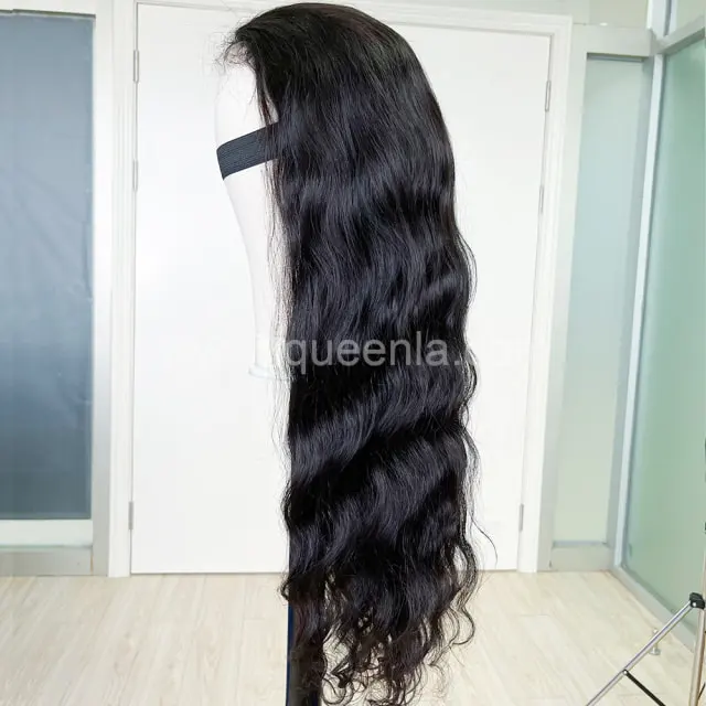 iqueenla 4x4 Transparent Lace Closure Wig Indian Wavy Raw Hair