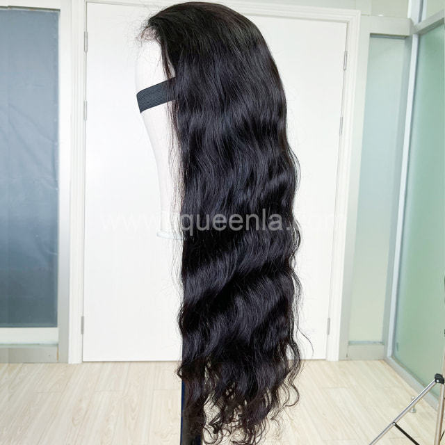 iqueenla 5x5 Transparent Lace Closure Wig Indian Wavy Raw Hair