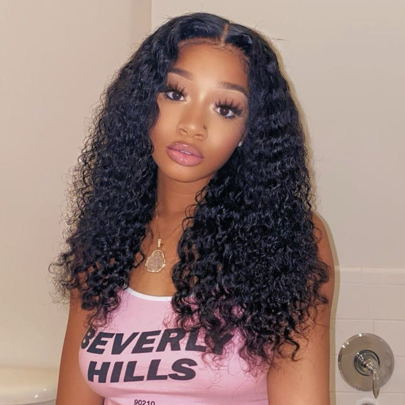 iqueenla Curly 13x4 Lace Frontal Pre-made Wig