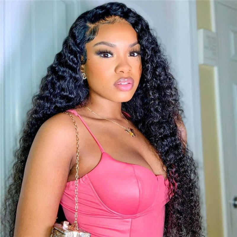 iqueenla Deep Wave 13x4 Lace Frontal Pre-made Wig