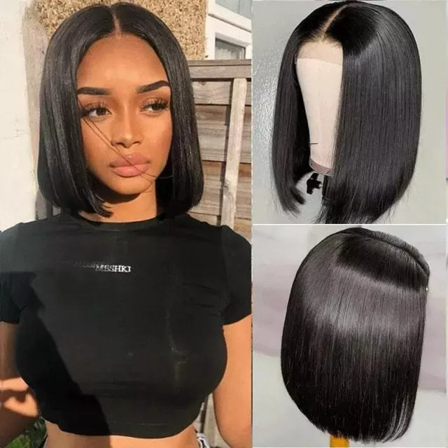 iqueenla Straight Bob Lace Frontal Pre-made Wig