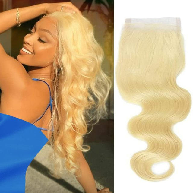 iqueenla Blonde #613 Color Body Wave 4x4 HD Lace Closure