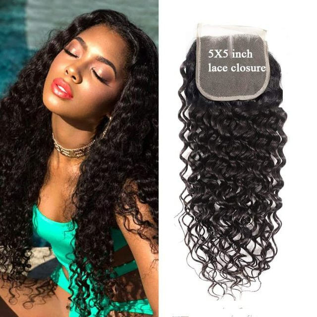 iqueenla Water Wave Mink Virgin Hair 5x5 HD Lace Closure
