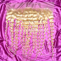 iqueenla #613 Blonde Color Deep Wave 13x4 Transparent Lace Frontal
