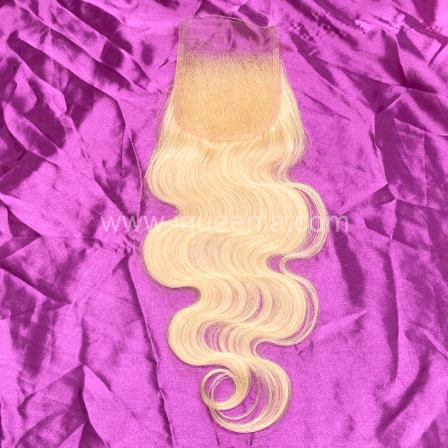 iqueenla Blonde #613 Color Body Wave 4x4 HD Lace Closure