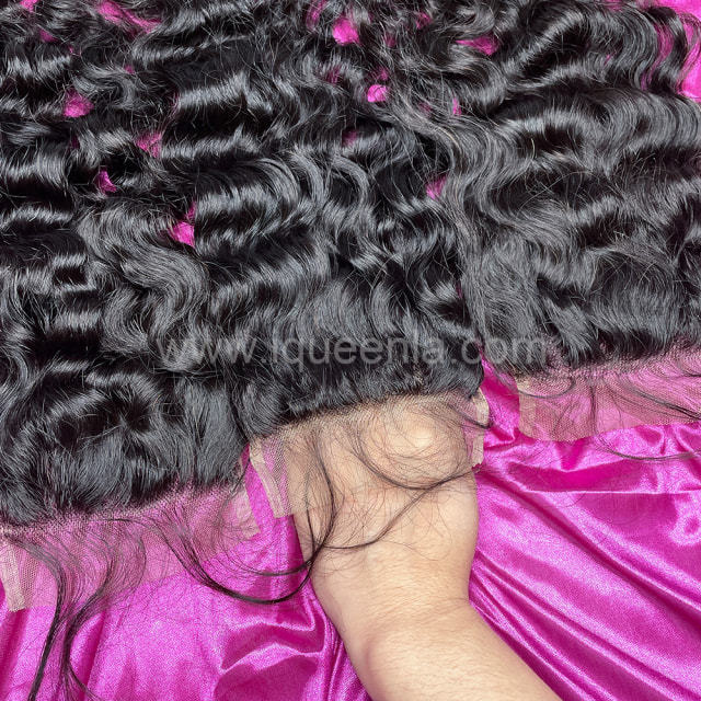 iqueenla Cambodian Wavy Raw Hair 4x4 Transparent Lace Closure