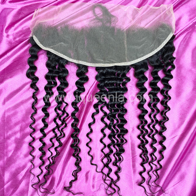 iqueenla Deep Wave Mink Hair 13x6 Transparent Lace Frontal Free Shipping