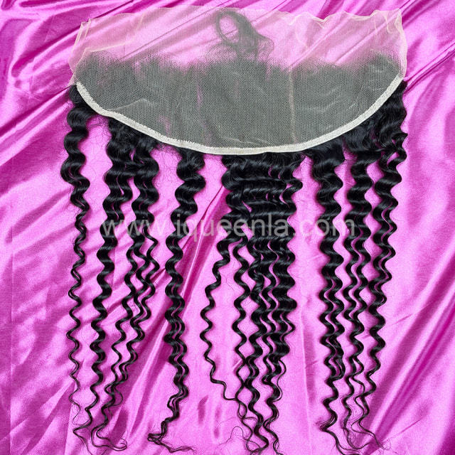 iqueenla Deep Wave  Mink Hair 13x4 Transparent Lace Frontal