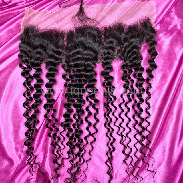 iqueenla Deep Wave  Mink Hair 13x4 Transparent Lace Frontal