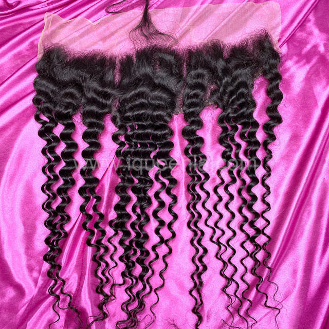 iqueenla Deep Wave Mink Hair 13x6 Transparent Lace Frontal Free Shipping