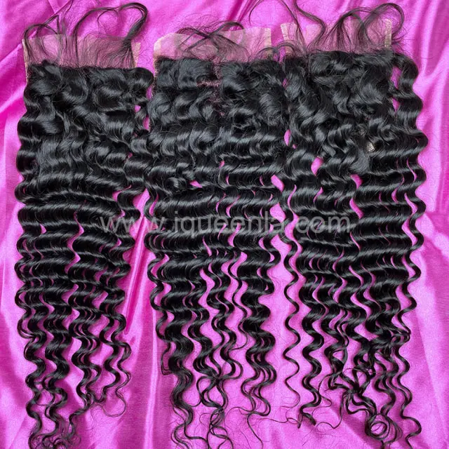 iqueenla 5x5 Transparent Lace Closure Deep Wave Mink Hair Free Shipping