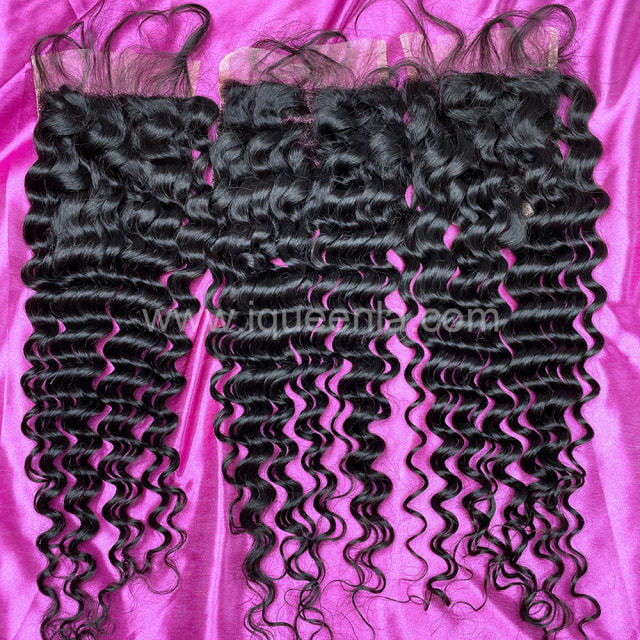 iqueenla Deep Wave Mink Hair 5x5 Transparent Lace Closure