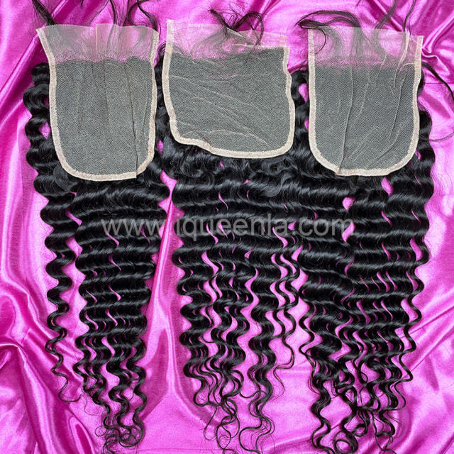 iqueenla Free Shipping Mink Hair Deep Wave 4x4 Transparent Lace Closure