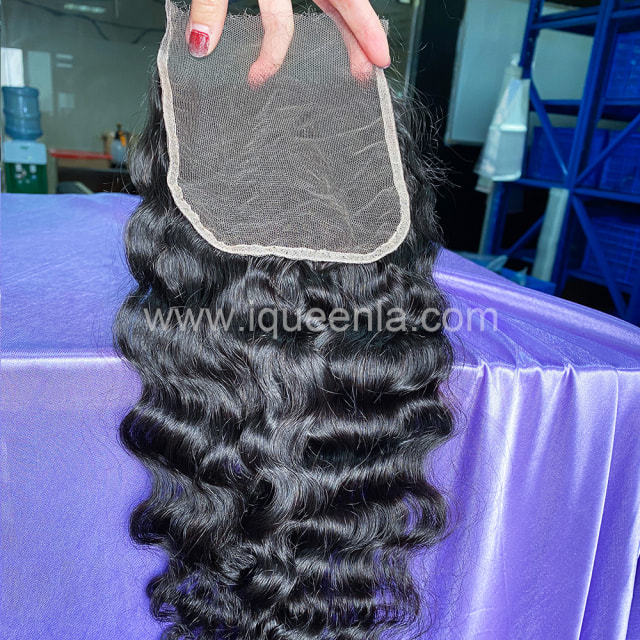 iqueenla Free Shipping Raw Hair Indian Curly 5x5 HD Lace Lace Closure