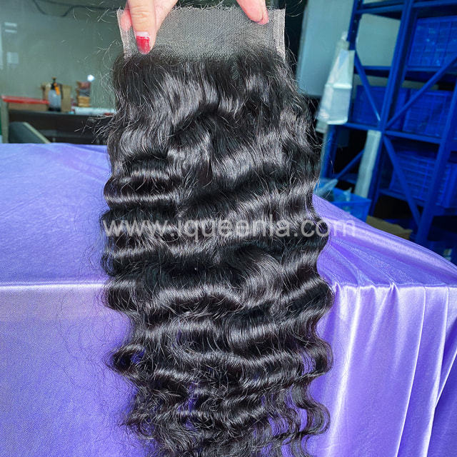 iqueenla Free Shipping Raw Hair Indian Curly 5x5 HD Lace Lace Closure