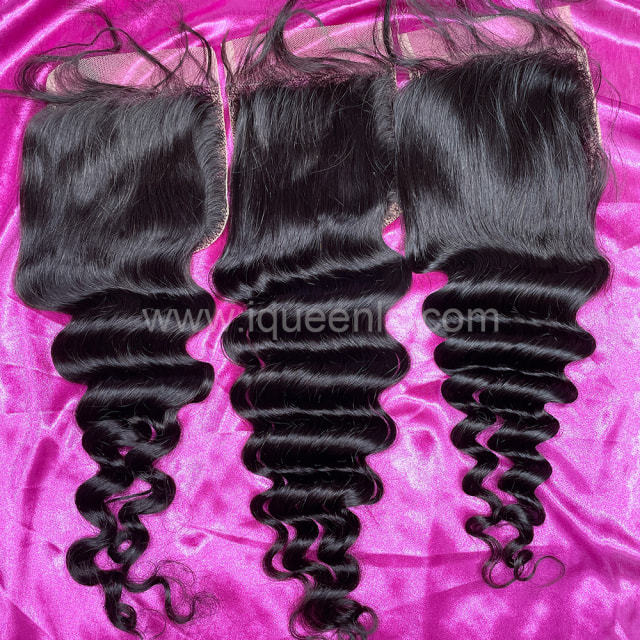 iqueenla Loose Deep Mink Hair 4x4 Transparent Lace Closure Free Shipping