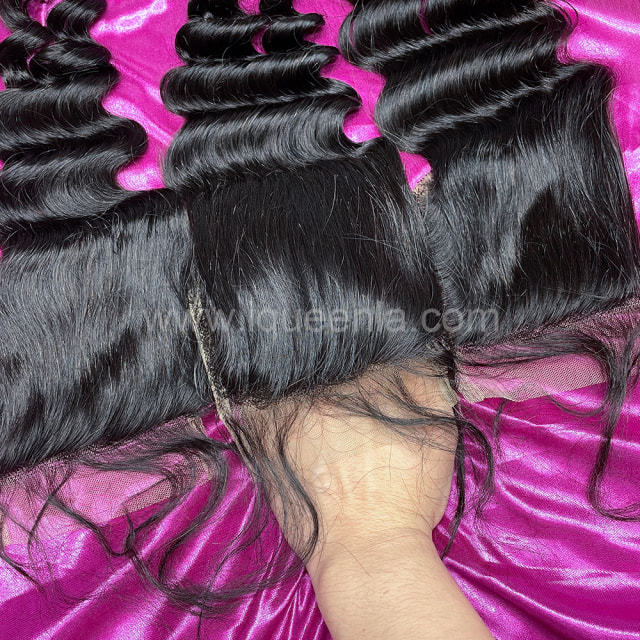 iqueenla Loose Deep Mink Hair 4x4 Transparent Lace Closure