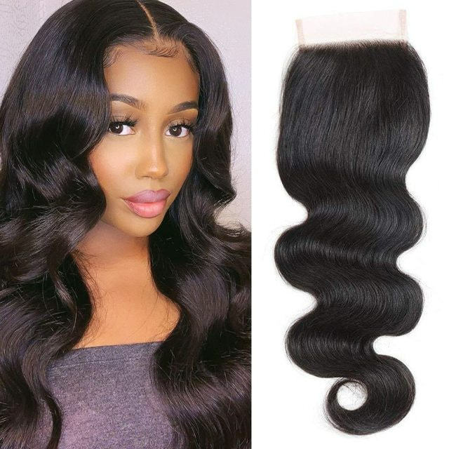 iqueenla Mink Hair Body Wave 4x4 Transparent Lace Closure