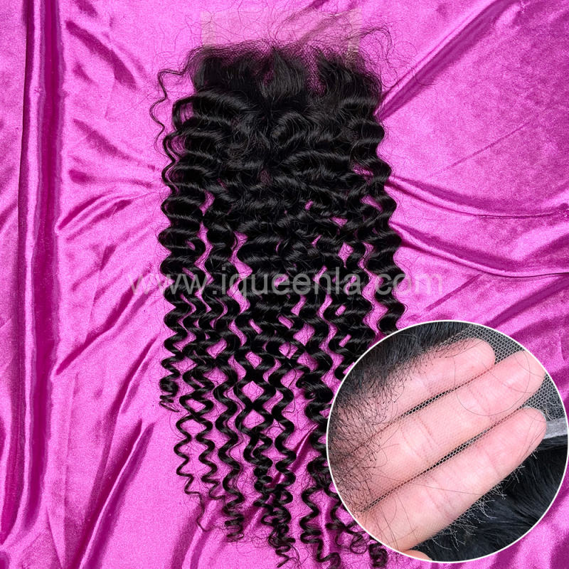 iqueenla Curly Mink Hair 4x4 HD Lace Closure