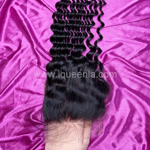 iqueenla Deep Wave Mink Hair 5x5 HD Lace Closure Free Shipping