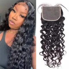 iqueenla Deep Wave Mink Hair 5x5 Transparent Lace Closure