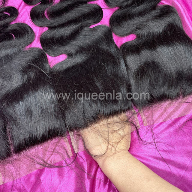 iqueenla Mink Hair Body Wave 4x4 Transparent Lace Closure