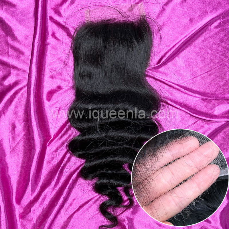 iqueenla 100% Mink Hair Loose Wave 4x4 HD Lace Closure Free Shipping