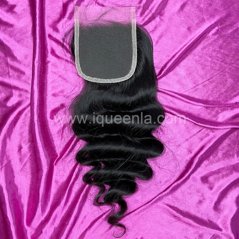 iqueenla 100% Mink Hair Loose Wave 4x4 HD Lace Closure Free Shipping