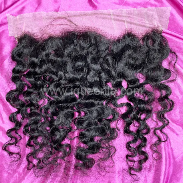 iqueenla Raw Hair Burmese Curly 13x4 Transparent Lace Frontal