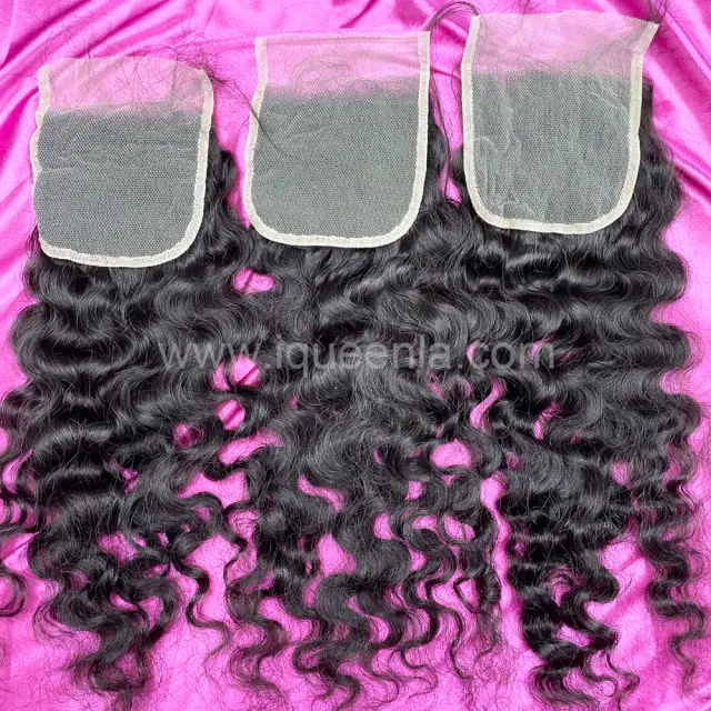 iqueenla Raw Hair Burmese Curly 5x5 Transparent Lace Closure