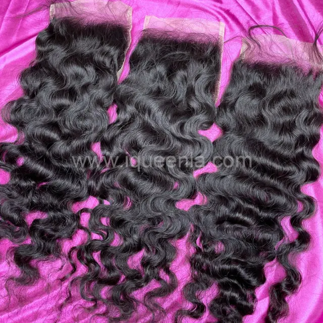 iqueenla Raw Hair Burmese Curly 5x5 Transparent Lace Closure