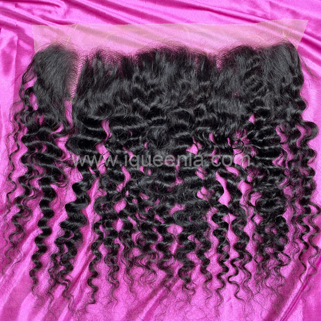 iqueenla Raw Hair Indian Curly 13x4 Transparent Lace Frontal