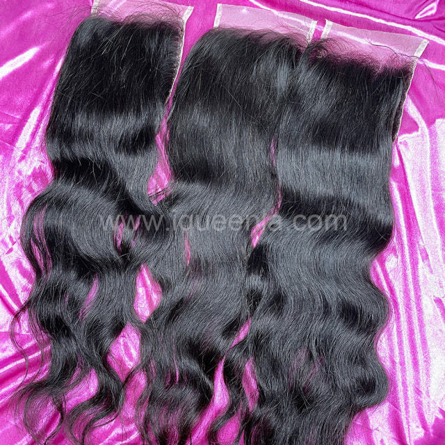 iqueenla Raw Hair Indian Wavy 4x4 Transparent Lace Closure
